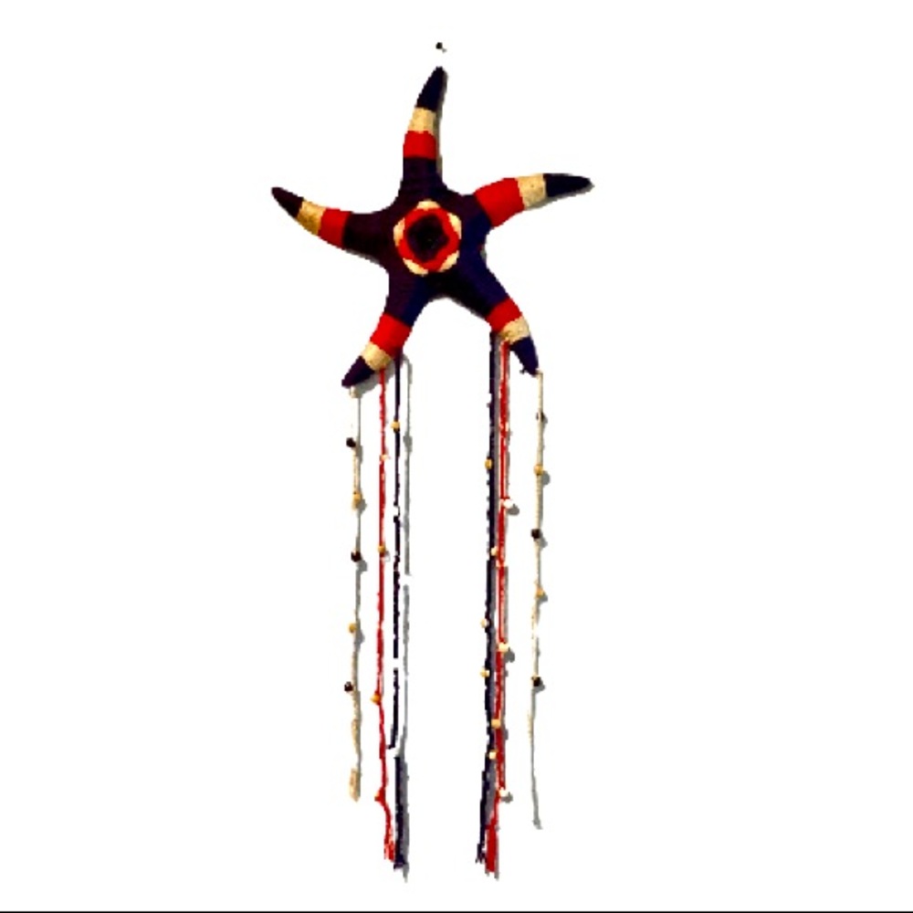 Starfish Star Starburst Shooting Star Yarn Beads Boho Wall dECOR 39” x 1…
